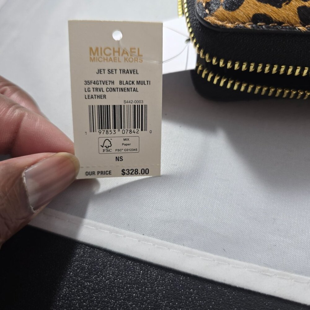 Michael Kors Jet Set Travel LG TRVL Continental Leather Wallet Leopard Print - Picture 6 of 10